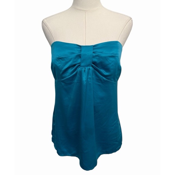 Ann Taylor Loft Satin Top Womens Size 8 Aqua Blue Luxury Event Glam Feminine NWT - Picture 2 of 10